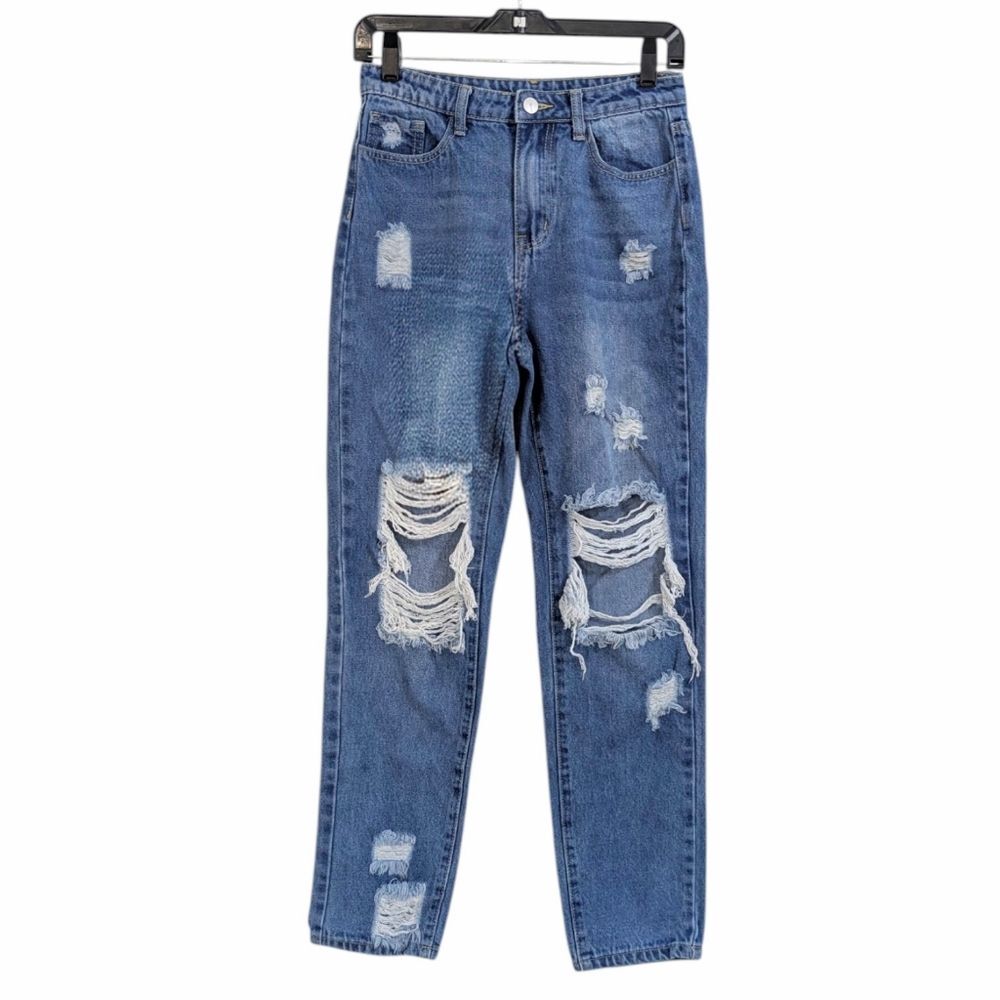 High Rise Distressed Ripped Ankle Jeans from SHEIN - Size 2 Womens